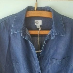 Dark Chambray Button up Long Sleeve Shirt